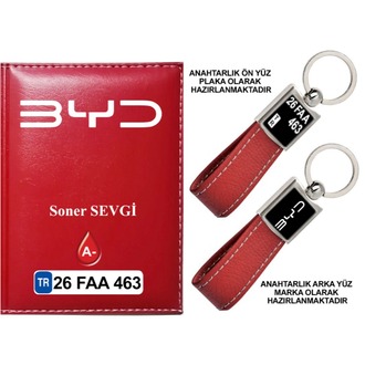 Plakanıza Özel BYD Logolu  Ruhsat Kabı ve Anahtarlık 4 Renk Seçeneği Mevcuttur.