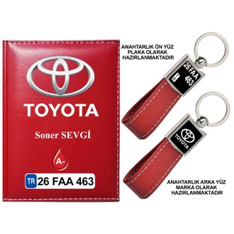 Plakanıza Özel Toyota Logolu Ruhsat Kabı ve Anahtarlık 4 Renk Seçeneği Mevcuttur.