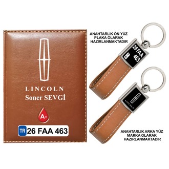 Plakanıza Özel LINCOLN Logolu Ruhsat Kabı ve Anahtarlık 4 Renk Seçeneği Mevcuttur.