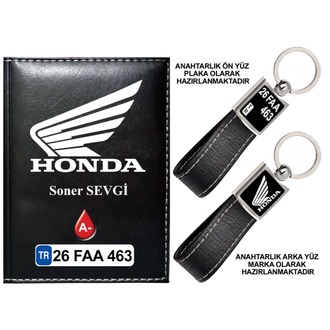 Plakanıza Özel Honda Motor Logolu Ruhsat Kabı ve Anahtarlık 4 Renk Seçeneği Mevcuttur.