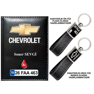 Plakanıza Özel Chevrolet Logolu Ruhsat Kabı ve Anahtarlık 4 Renk Seçeneği Mevcuttur.