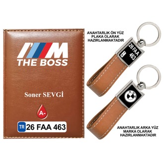 Plakanıza Özel BMW THE BOSS Logolu Ruhsat Kabı ve Anahtarlık 4 Renk Seçeneği Mevcuttur.