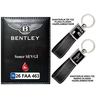 Plakanıza Özel Bentley Logolu Ruhsat Kabı ve Anahtarlık 4 Renk Seçeneği Mevcuttur.
