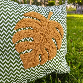 Monstera ( Deve Tabanı) Deseni Punch Nakışı Kırlent