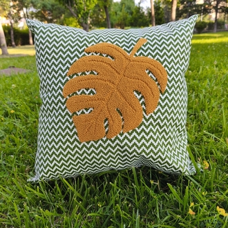 Monstera ( Deve Tabanı) Deseni Punch Nakışı Kırlent