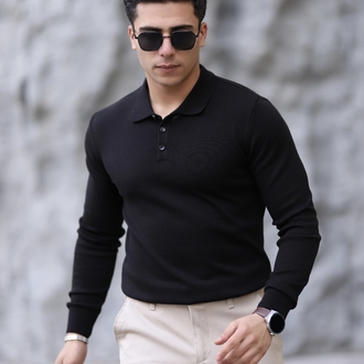 POLO YAKA DÜĞMELİ DÜZ ÖRGÜ TRİKO P010