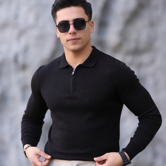 POLO YAKA FERMUARLI DÜZ ÖRGÜ TRİKO P002