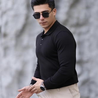 POLO YAKA DÜĞMELİ DÜZ ÖRGÜ TRİKO P010
