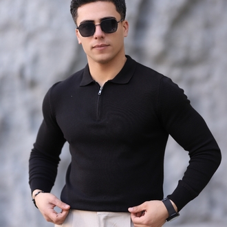 POLO YAKA FERMUARLI DÜZ ÖRGÜ TRİKO P002