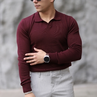POLO YAKA YARIM PATLI DÜZ ÖRGÜ P011