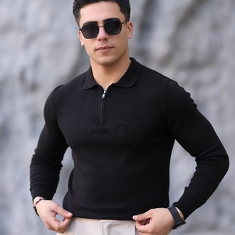 POLO YAKA FERMUARLI DÜZ ÖRGÜ TRİKO P002