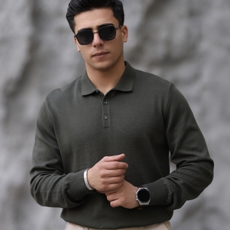 POLO YAKA DÜĞMELİ DÜZ ÖRGÜ TRİKO P010