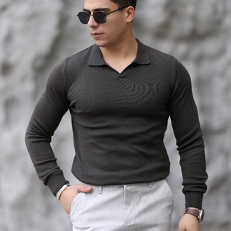 POLO YAKA YARIM PATLI DÜZ ÖRGÜ P011