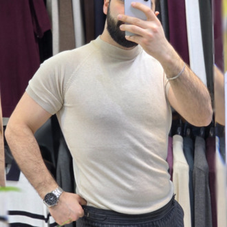 Yarın balıkçı bisiklet yaka pamuk - slim fit triko tişort | T50114