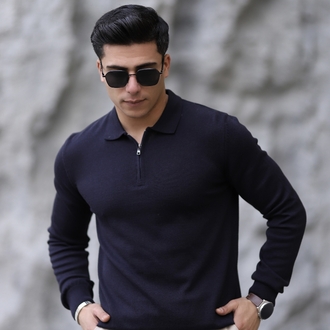 POLO YAKA FERMUARLI DÜZ ÖRGÜ TRİKO P002