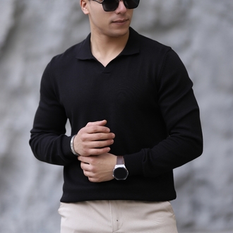 POLO YAKA YARIM PATLI DÜZ ÖRGÜ P011