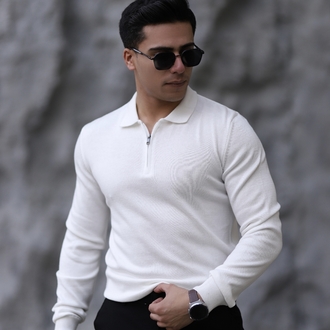 POLO YAKA FERMUARLI DÜZ ÖRGÜ TRİKO P002