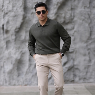POLO YAKA DÜĞMELİ DÜZ ÖRGÜ TRİKO P010