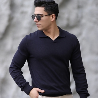 POLO YAKA YARIM PATLI DÜZ ÖRGÜ P011