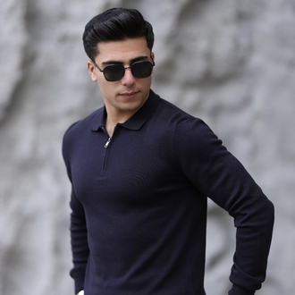 POLO YAKA FERMUARLI DÜZ ÖRGÜ TRİKO P002