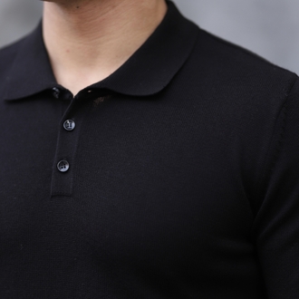 POLO YAKA DÜĞMELİ DÜZ ÖRGÜ TRİKO P010