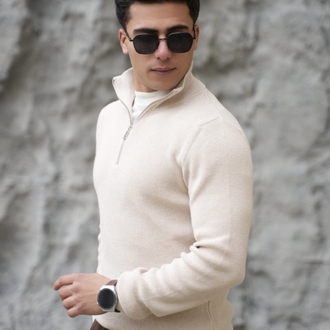 SELANİK ÖRGÜ DİK YAKA YARIM FERMUARLI P005