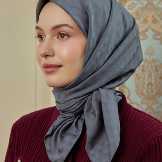 Antrasit Dama Desenli Eşarp