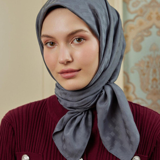 Antrasit Dama Desenli Eşarp