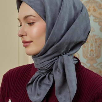 Antrasit Dama Desenli Eşarp