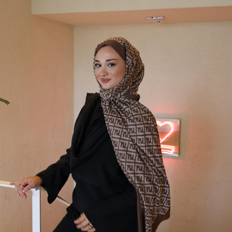 Kahverengi F Desen Şal