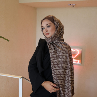 Kahverengi F Desen Şal