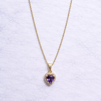 Amethyst Heart Işıltılı Kolye