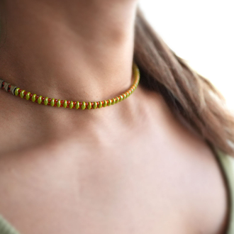 Hematit taşlı choker kolye