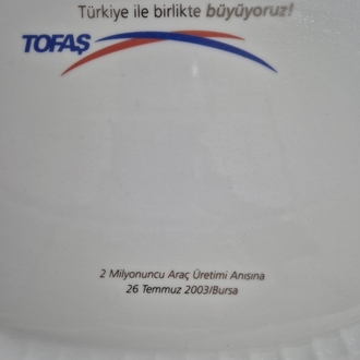 TOFAŞ 26 TEMMUZ 2003 TARİHLİ PORSELEN KOLEKSİYONLUK TABAK