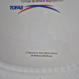 TOFAŞ 26 TEMMUZ 2003 TARİHLİ PORSELEN KOLEKSİYONLUK TABAK