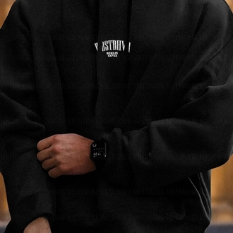erkek siyah 3 iplik dont anaunce baskılı kapşonlu sweatshirt 