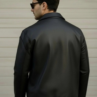oversize rahat kalıp deri ceket 