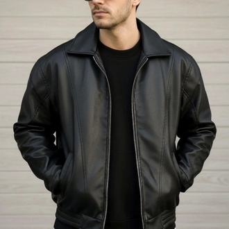oversize rahat kalıp deri ceket 