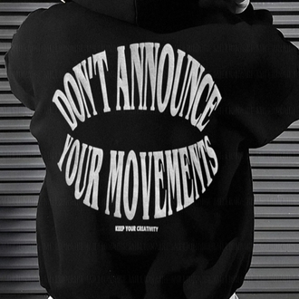 erkek siyah 3 iplik dont anaunce baskılı kapşonlu sweatshirt 