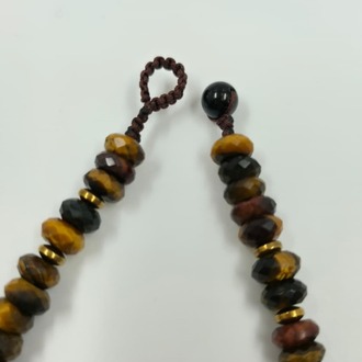 Kaplan Gözü Doğal Taş Kolye – El Yapımı Rudraksha Detaylı Kolye