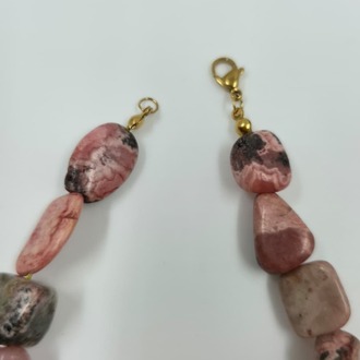 Rodokrozit, Pembe Kuvars & Dumanlı Kuvars Doğal Taş Kolye