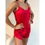  kırmızı çizgili askılı pijama takımı