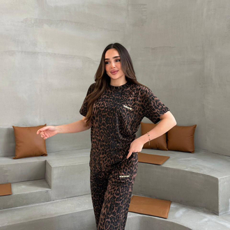 2’Li leopar takım kahve 