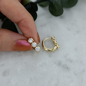 14K Renkte Xuping Üç Taşlı Halka Küpe