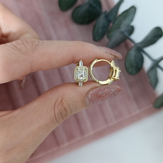14K Renkte Xuping Elmas Montürlü Minimal Halka Küpe 