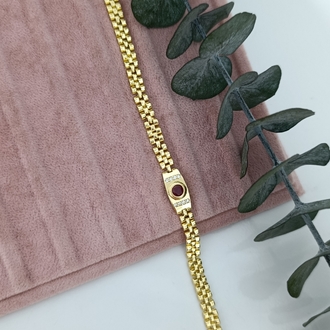 14K Renkte Fuşya Taşlı Vintage Bileklik