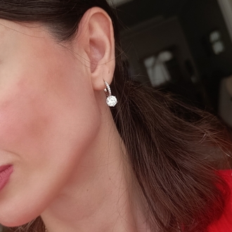 Beyaz Altın İşçiliğinde Xuping Crystal Küpe