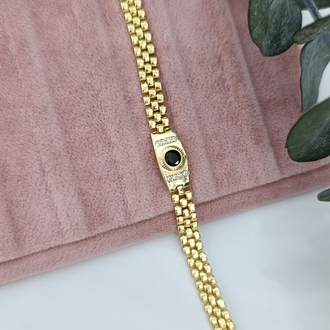 14K Renkte Siyah Taşlı Vintage Bileklik 