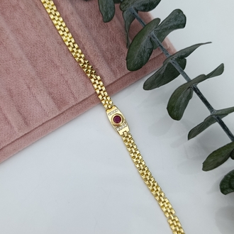 14K Renkte Fuşya Taşlı Vintage Bileklik