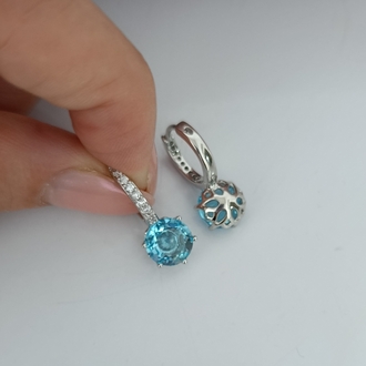 Beyaz Altın İşçiliğinde Aqua Crystal Xuping Küpe